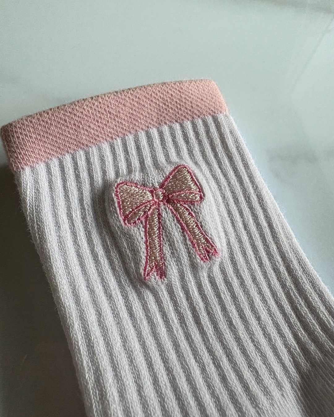 Crew Non Slip Grip Socks - Blushing Bow