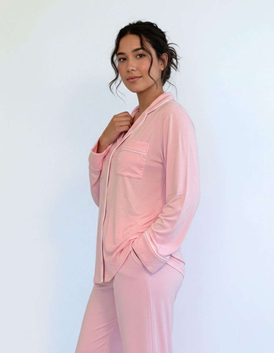 Women's Relaxed Long Sleeve Bamboo Pajama Set