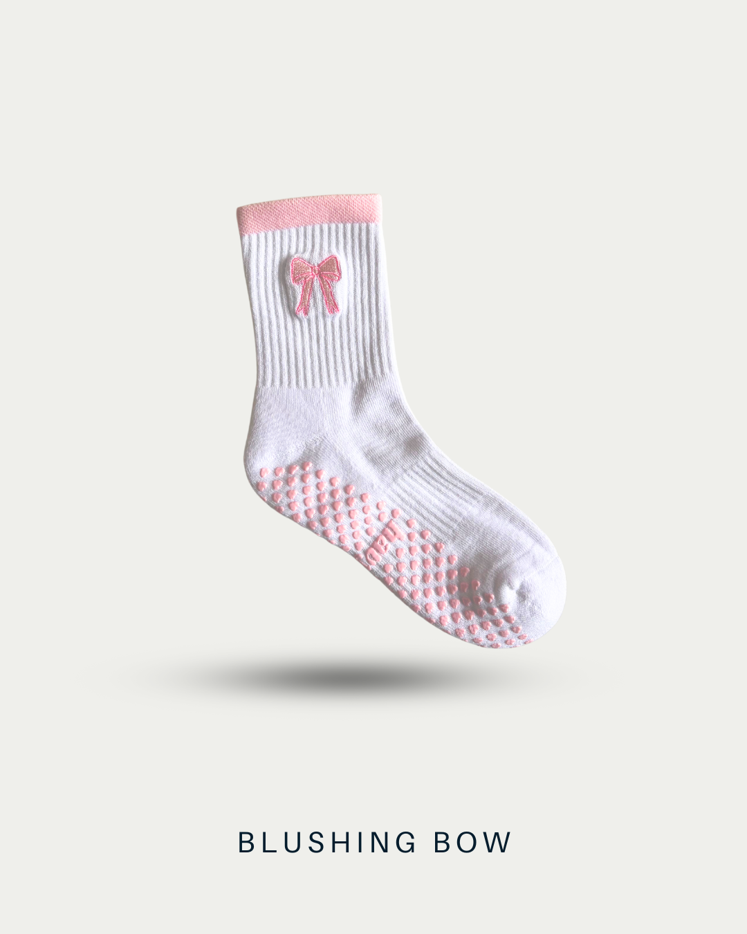 Crew Non Slip Grip Socks (V1) - Blushing Bow